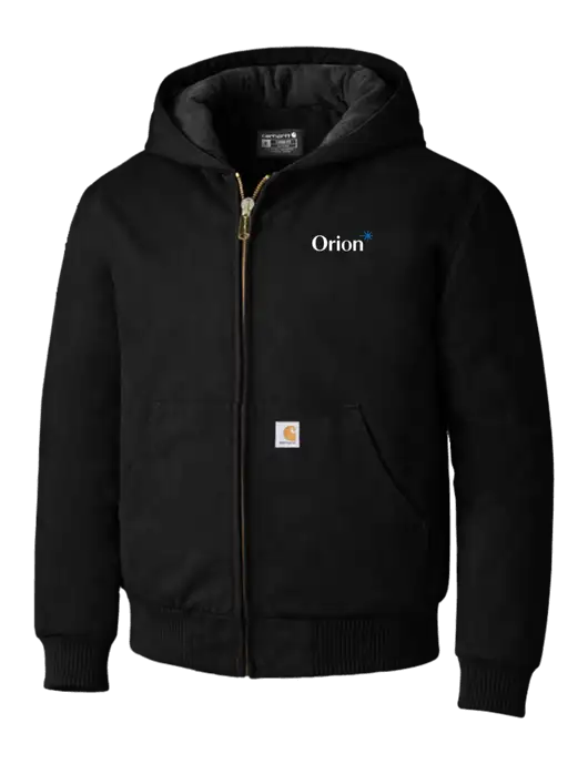 Carhartt Black Quilted-Flannel-Lined Duck Active Jacket w/Orion Logo