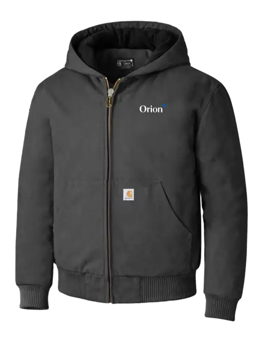 Carhartt Dark Grey Quilted-Flannel-Lined Duck Active Jacket w/Orion Logo