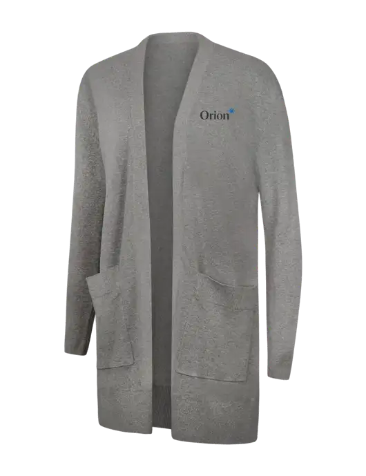 Mercer+Mettle Womens Light Grey Heather Open Front Cardigan Sweater w/Orion Logo