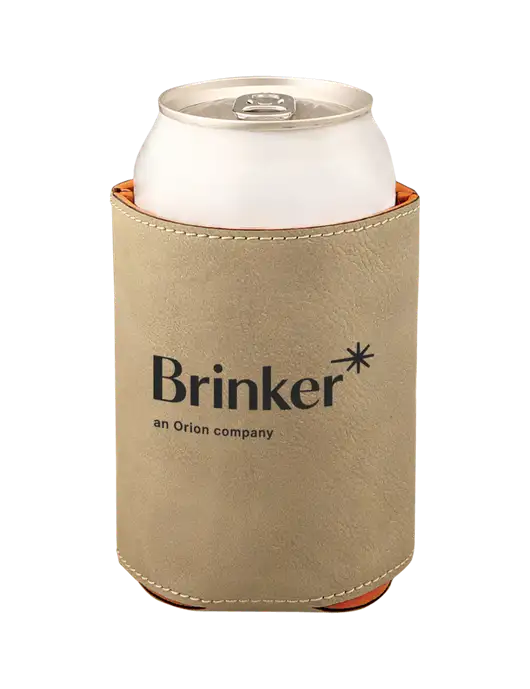 Tan Leatherette Beverage Holder w/Brinker Logo