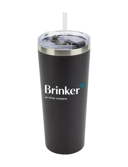 Brighton Black 20 oz Insulated Tumbler & Straw w/Brinker Logo