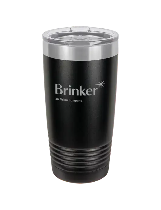 Polar Camel 20 oz Powder Coated Black Vacuum Insulated Tumbler w/Brinker Logo
