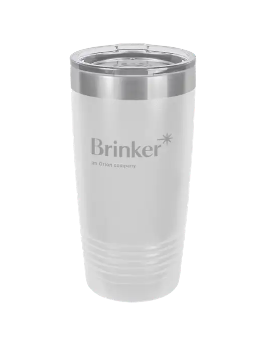 Polar Camel 20 oz Powder Coated White Vacuum Insulated Tumbler  w/Brinker Logo