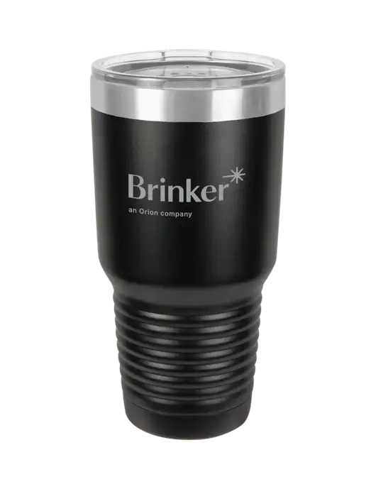 Polar Camel 30 oz Powder Coated Black Vacuum Insulated Tumbler w/Brinker Logo