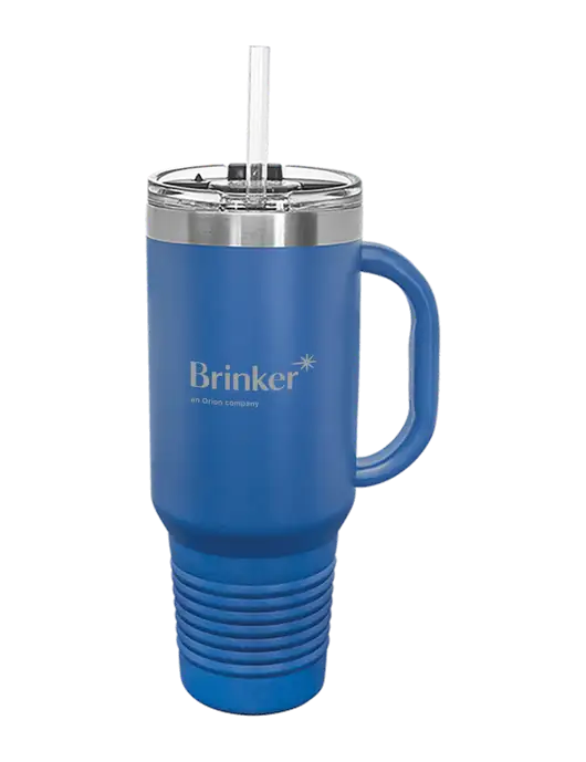 Polar Camel 40 oz. Powder Coated Vacuum Insulated Royal Travel Mug with Straw w/Brinker Logo