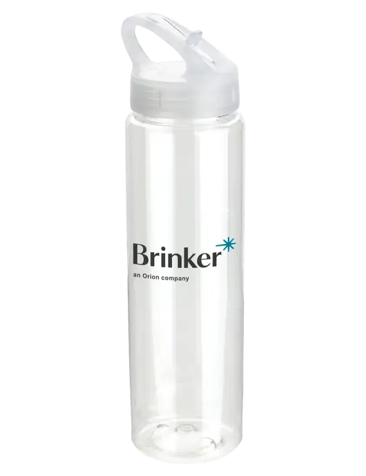 Buddy Clear 32 oz PET Bottle with Flip Lid w/Brinker Logo