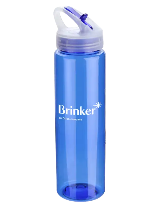 Buddy Blue 32 oz PET Bottle with Flip Lid w/Brinker Logo