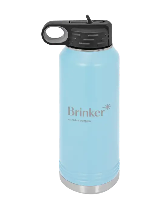 Polar Camel 32 oz Powder Coated Light Blue Vacuum Insulated Water Bottle w/Brinker Logo