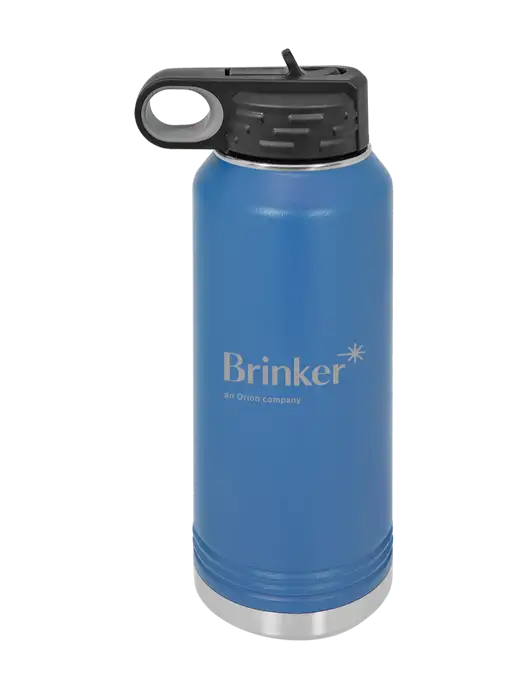 Polar Camel 32 oz Powder Coated Royal Vacuum Insulated Water Bottle w/Brinker Logo