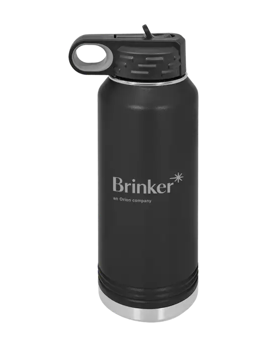 Polar Camel 32 oz Powder Coated Black Vacuum Insulated Water Bottle w/Brinker Logo