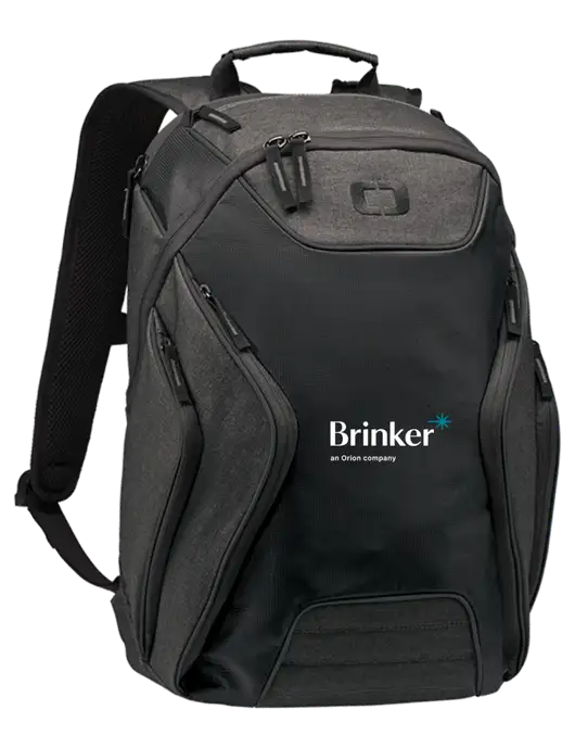 OGIO Black/Heather Grey Hatch Laptop Backpack
 w/Brinker Logo