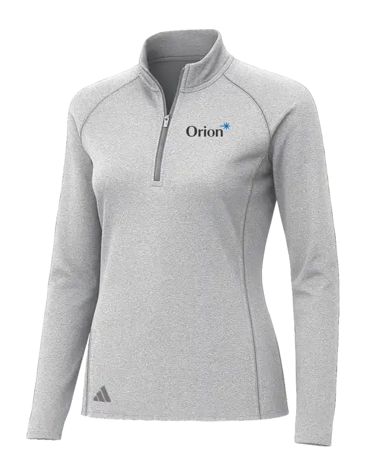 Adidas Womens Light Grey Heather Space Dyed Quarter-Zip Pullover  w/Orion Logo