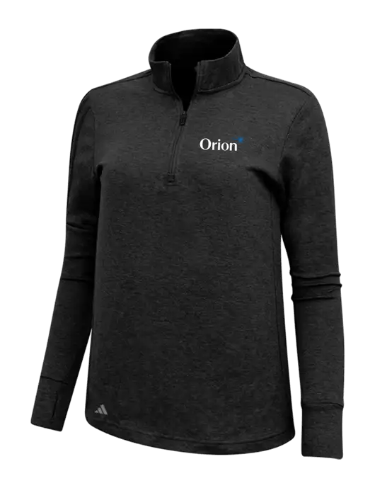 Adidas Black Melange Womens 3 Stripes Quarter Zip Sweater w/Orion Logo