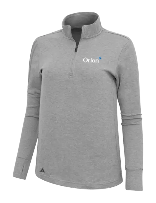 Adidas Light Grey Melange Womens 3 Stripes Quarter Zip Sweater w/Orion Logo