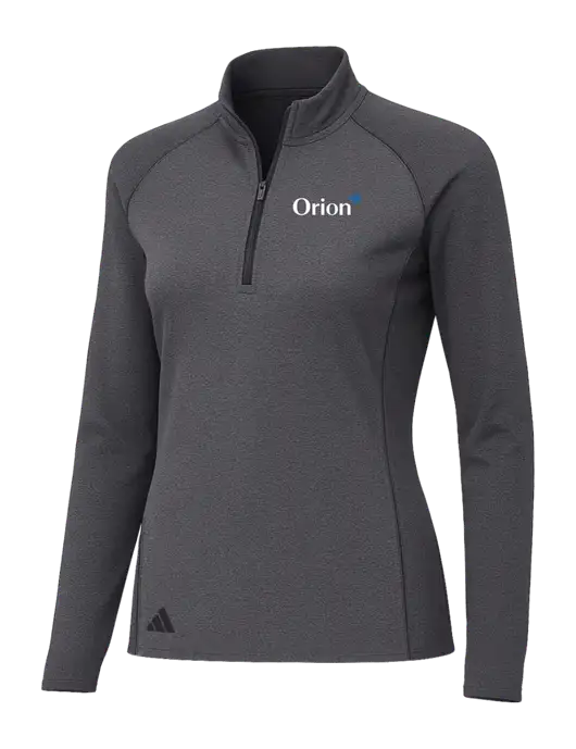 Adidas Womens Black Melange Space Dyed Quarter-Zip Pullover  w/Orion Logo