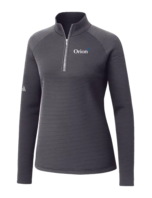 Adidas Womens Medium Grey Spacer Quarter-Zip Pullover  w/Orion Logo