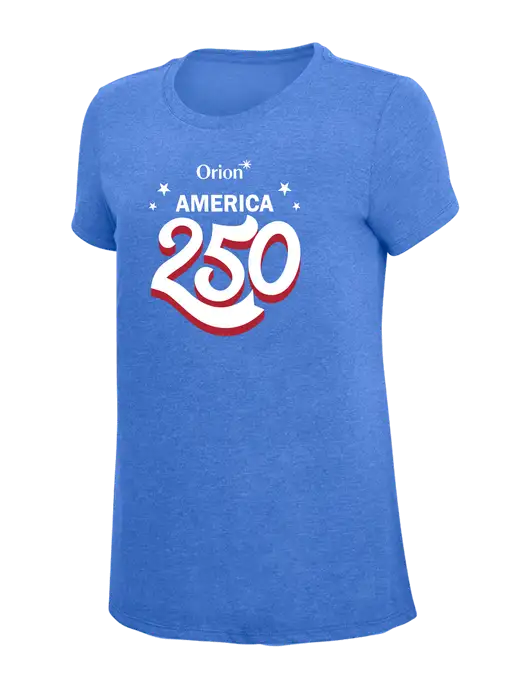 Womens Simply Soft Royal Frost 4.5oz  Poly/Combed Ring Spun Cotton T-Shirt w/America 250 3D Logo