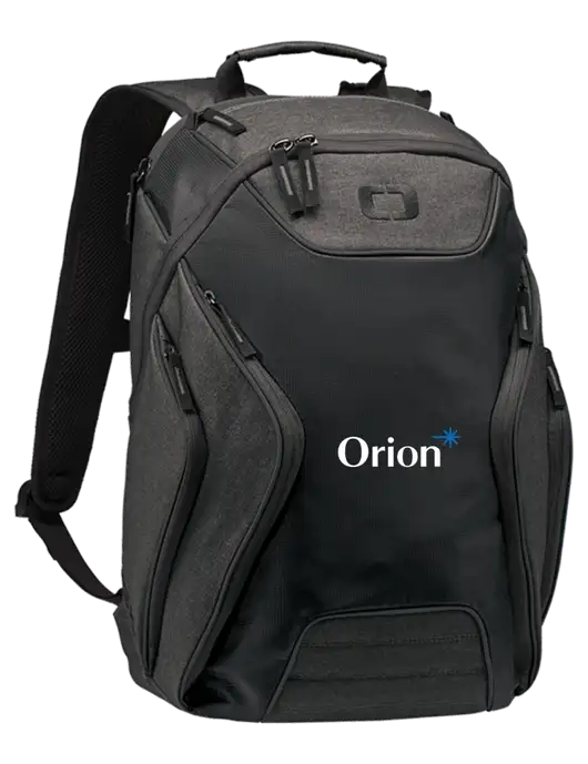 OGIO Black/Heather Grey Hatch Laptop Backpack
 w/Orion Logo