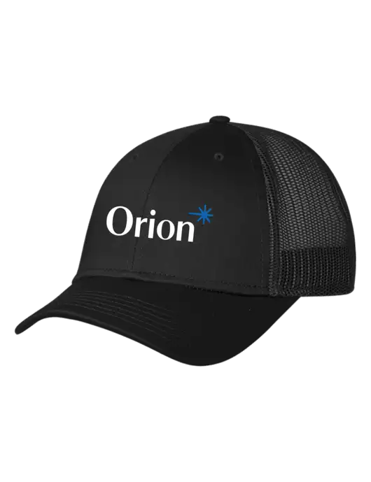 Black Mesh Trucker Cap Snap Back w/Orion Logo