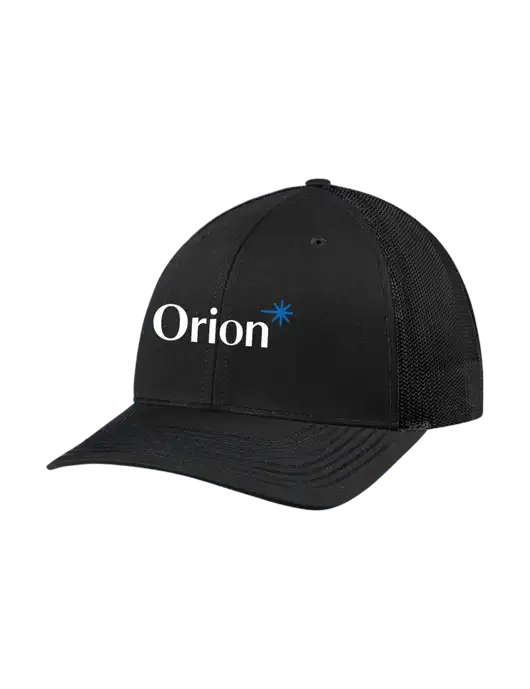 Richardson Adjustable Snapback Original 112 Trucker Cap Black w/Black Mesh w/Orion Logo