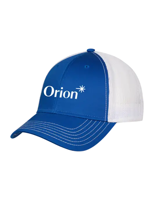 Royal & White Mesh Trucker Cap Snap Back w/Orion Logo