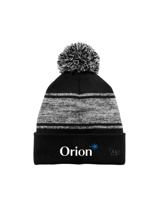 New Era Black/Charcoal Knit Chilled Pom Beanie w/Orion Logo