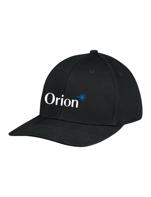 Premium Modern Structured Twill Black Snapback Cap w/Orion Logo