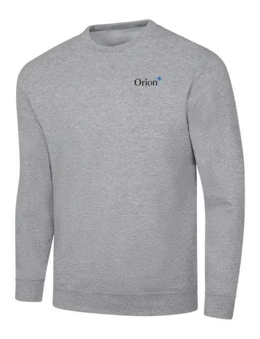Light Grey Heather 7.8 oz Ring Spun Crew Sweatshirt w/Orion Logo