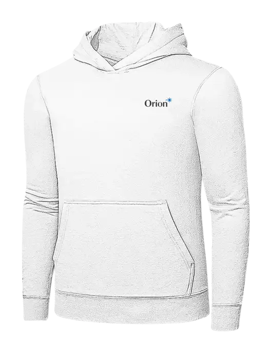 White 7.8 oz Ring Spun Hooded Sweatshirt w/Orion Logo