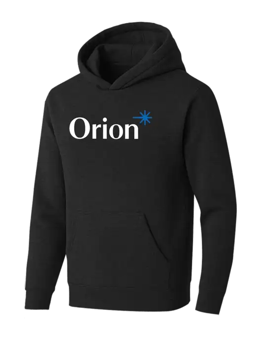 BELLA+CANVAS Black Heather Sponge Fleece Pullover Hoodie w/Orion Logo