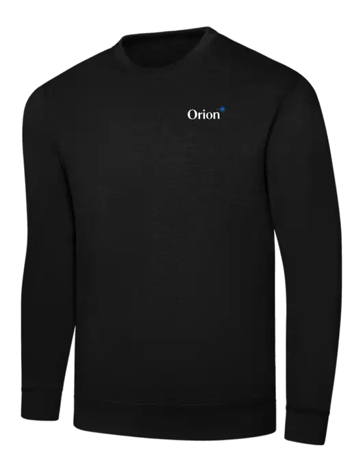 Black 7.8 oz Ring Spun Crew Sweatshirt w/Orion Logo