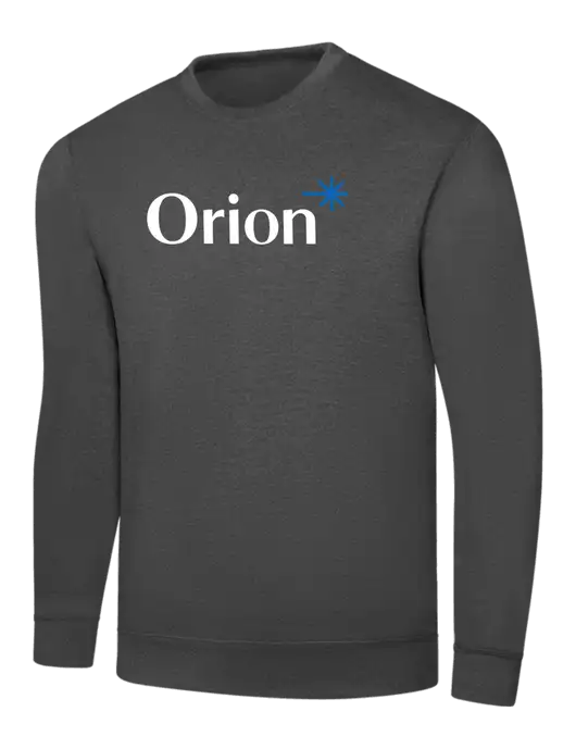 Charcoal 7.8 oz Ring Spun Crew Sweatshirt w/Orion Logo