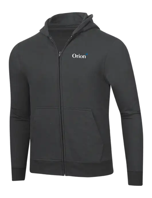 Charcoal 8.5 oz Ring Spun Zip Hooded Sweatshirt w/Orion Logo