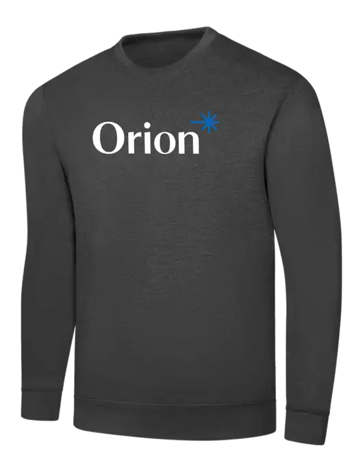 Dark Heather Grey 7.8 oz Ring Spun Crew Sweatshirt w/Orion Logo