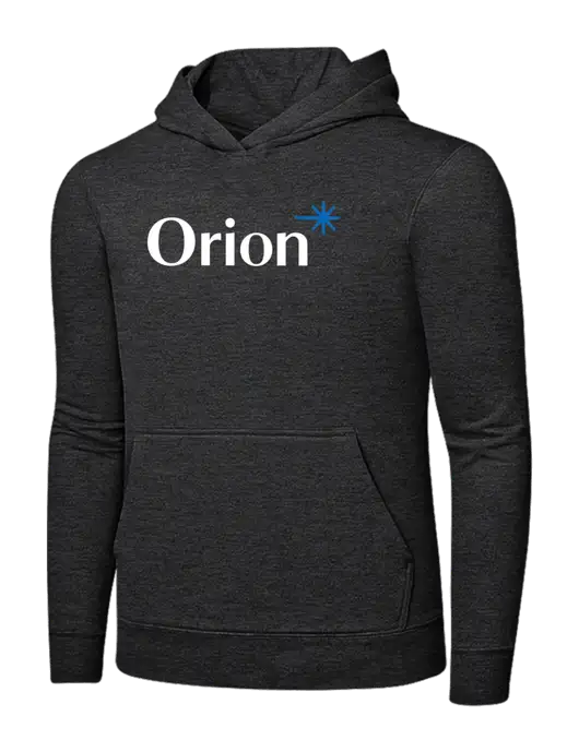 Dark Heather Grey 7.8 oz Ring Spun Hooded Sweatshirt w/Orion Logo