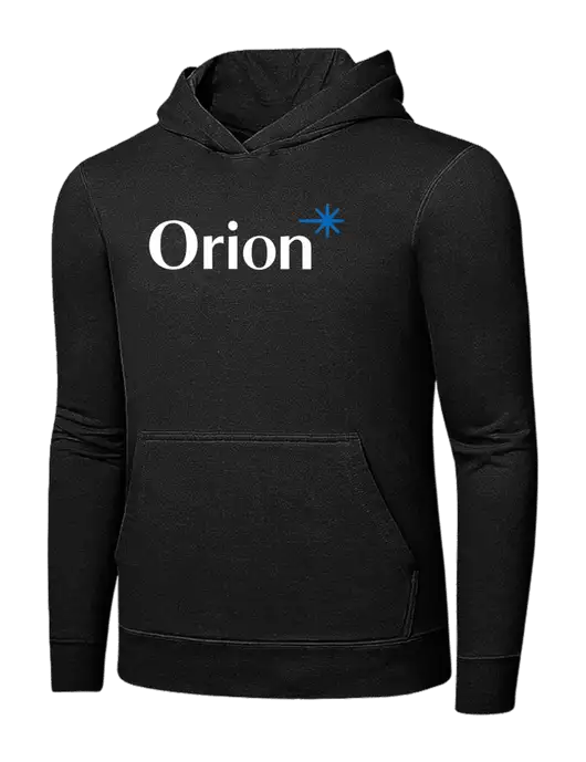 Jet Black 7.8 oz Ring Spun Hooded Sweatshirt w/Orion Logo