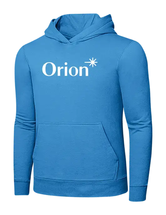 Light Aqua Blue 7.8 oz Ring Spun Hooded Sweatshirt w/Orion Logo
