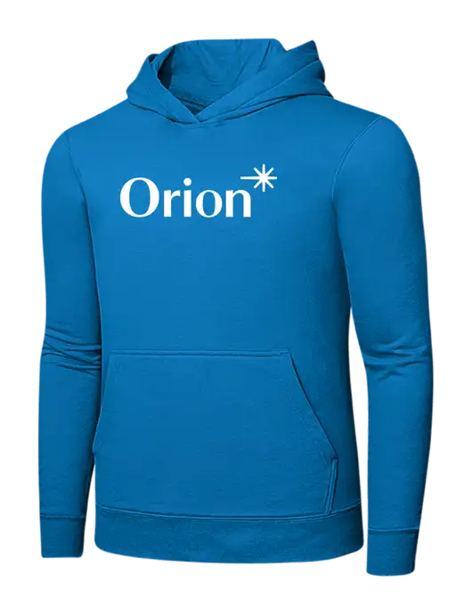 Medium Dark Sapphire 7.8 oz Ring Spun Hooded Sweatshirt w/Orion Logo