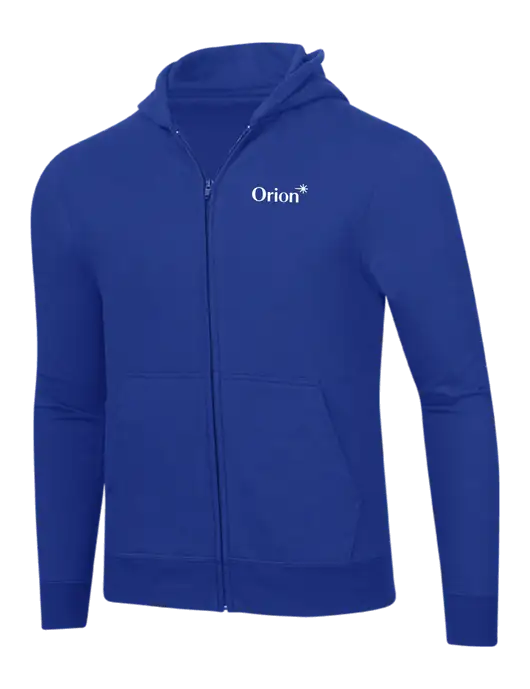True Royal 8.5 oz Ring Spun Zip Hooded Sweatshirt w/Orion Logo