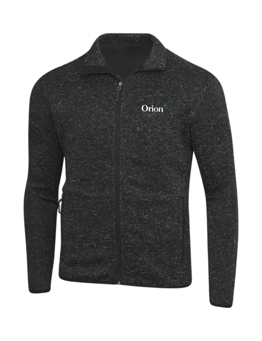Black Heather Sweater Fleece Jacket w/Orion Logo