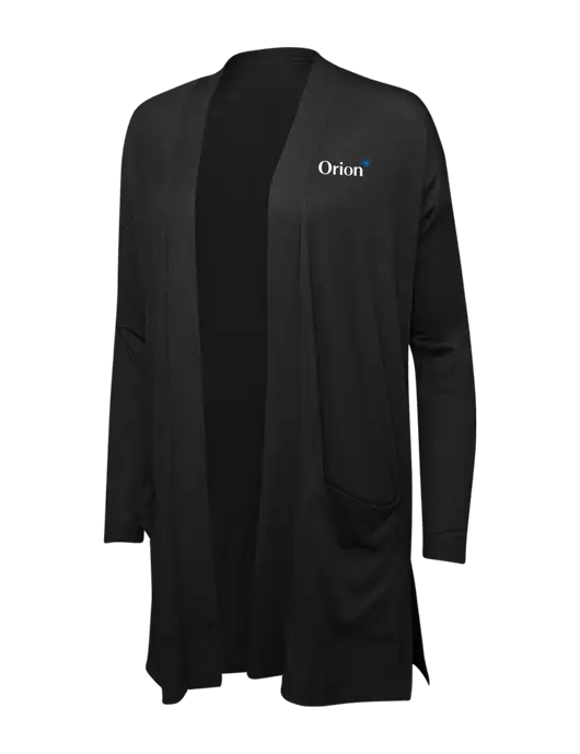 Black Womens Concept Long Pocket Cardigan w/Orion Logo