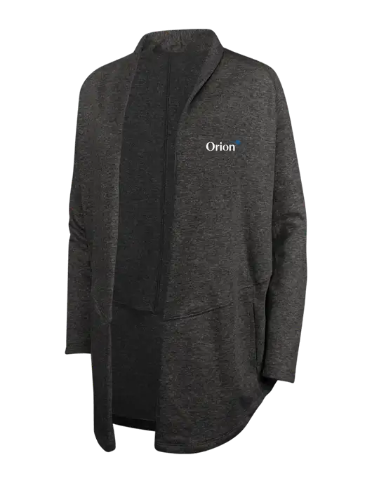 Charcoal Heather/ Medium Heather Grey Womens Interlock Cardigan w/Orion Logo