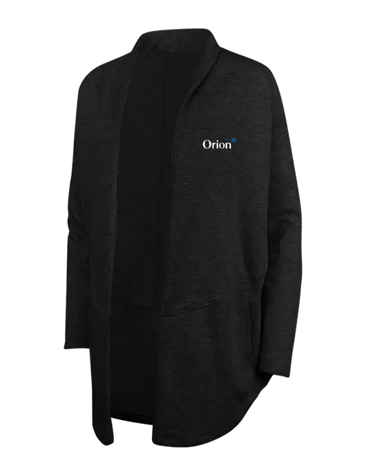 Deep Black/Charcoal Heather Womens Interlock Cardigan w/Orion Logo