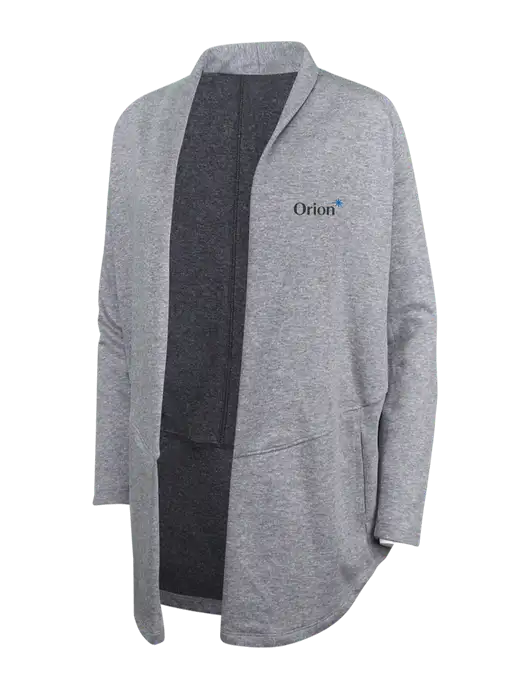 Medium Heather Grey/Char Heather Womens Interlock Cardigan w/Orion Logo