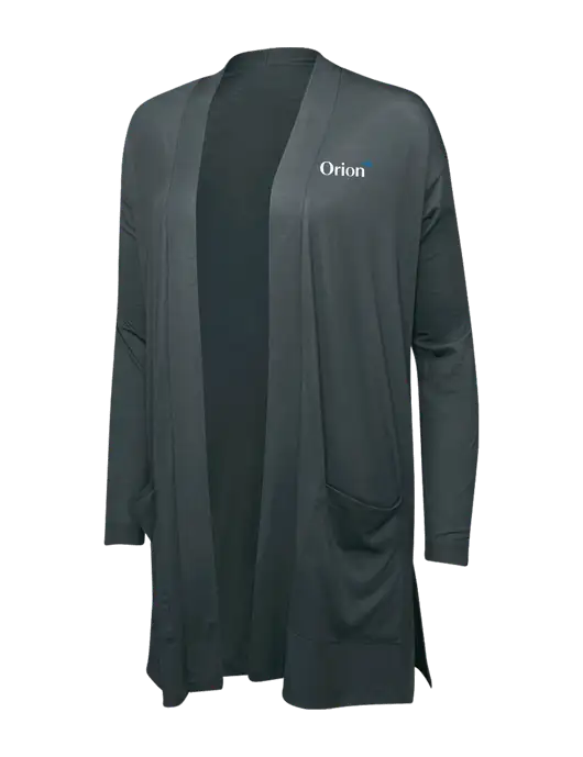 Smoke Grey Womens Concept Long Pocket Cardigan w/Orion Logo