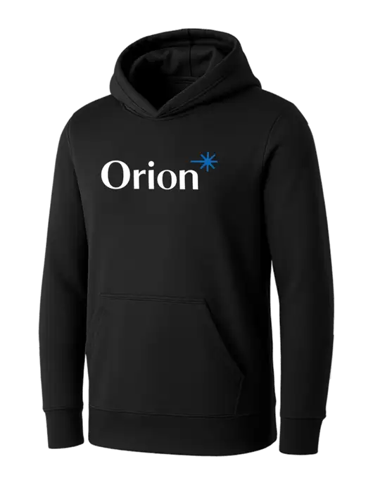 Womens Black Core Fleece Pullover Hooded Sweatshirt w/Orion Logo