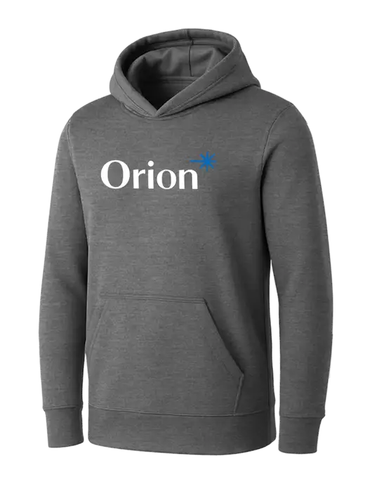 Womens Medium Grey Heather Core Fleece Pullover Hooded Sweatshirt w/Orion Logo