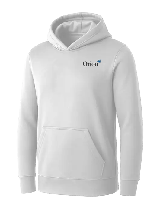 Womens White Core Fleece Pullover Hooded Sweatshirt w/Orion Logo