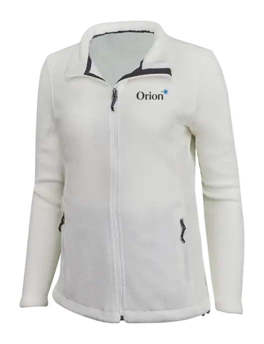 Womens White Fleece Jacket w/Orion Logo