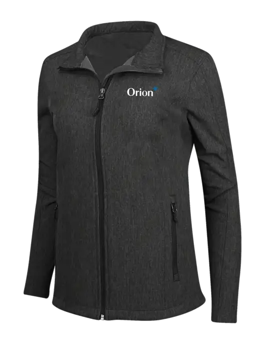 Black Charcoal Heather Womens Core Soft Shell Jacket w/Orion Logo